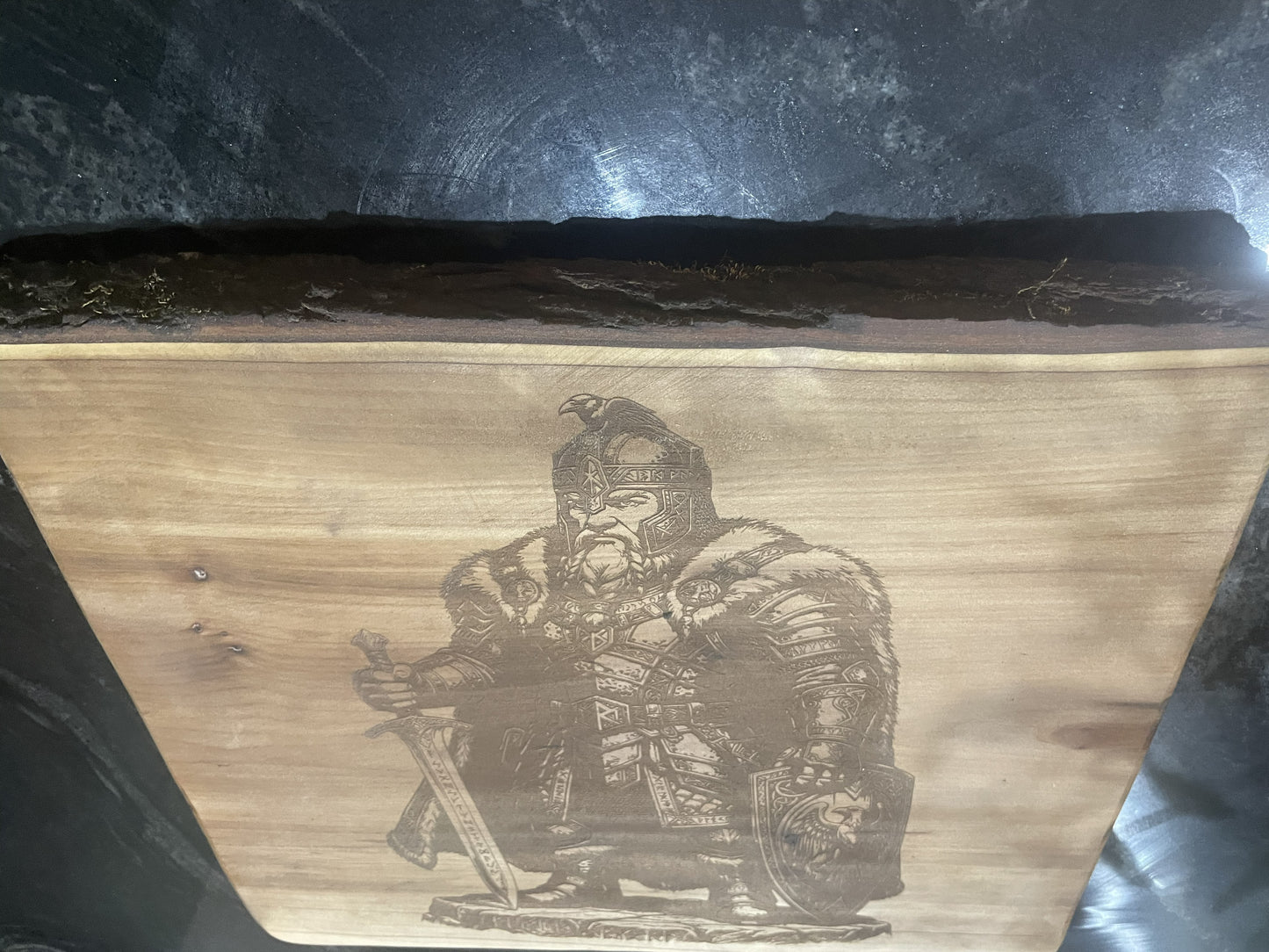 Dwarven King Live-Edge Wood Cutting Board – Rustic Fantasy Cheese Platter