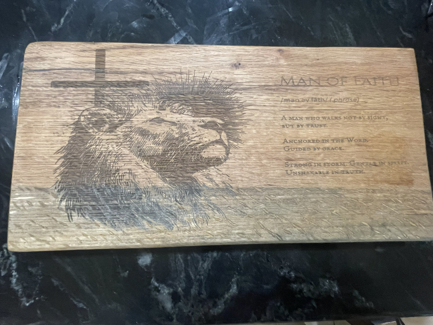 Solid Red Oak "Man of Faith" Charcuterie & Serving Board (16.5" x 8.25" x 1.5")